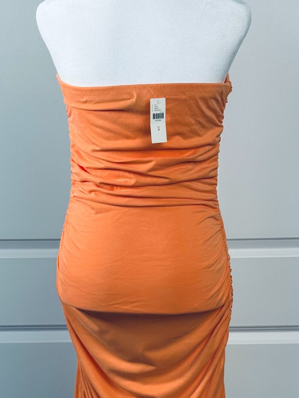NWT ANTHROPOLOGIE Peachy Orange Gabbie Strapless Ruched Tube Dress Size M - Picture 4 of 8